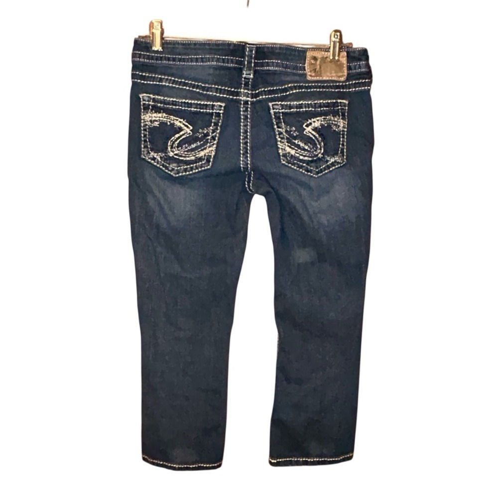 Silver Jeans Women's Aiko Capri Skinny‎ Jeans Stretch W29 Embroidered Western